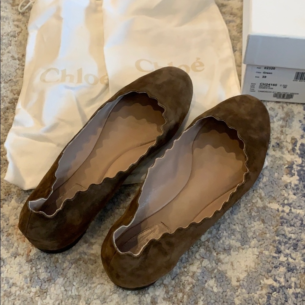 Chloe scalloped suede ballet flats